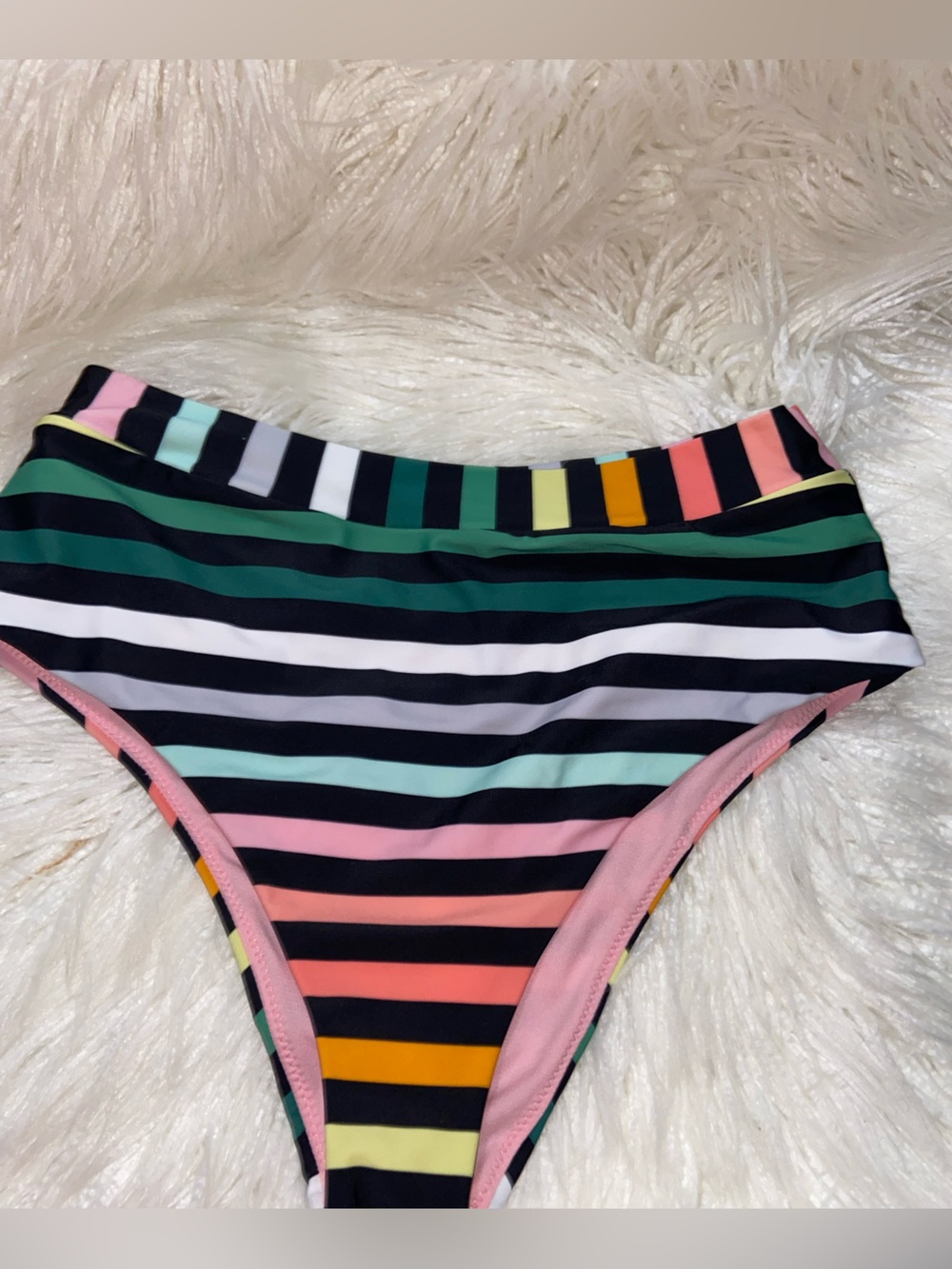 Raisins Multicolor Striped High-Waist Bikini Bottom